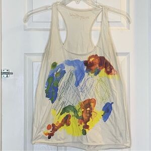 Whitley Kros Cream Colored Painted Tank Top Size XS